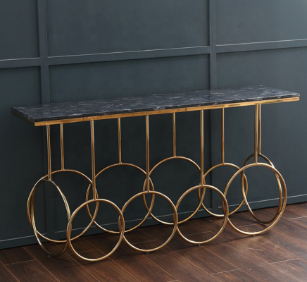 Wunnzëmmerdësch Luxus Miwwelen Konsolendësch Edelstol Design Gold Nei