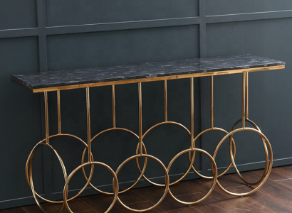 Wunnzëmmerdësch Luxus Miwwelen Konsolendësch Edelstol Design Gold Nei