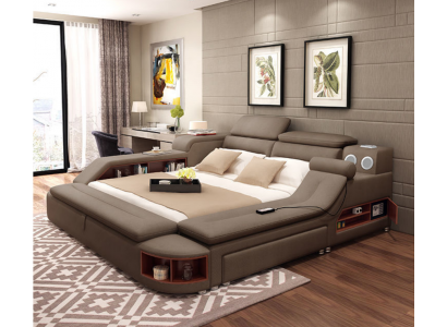 Luxe Bett 180x200 Multifunktion Schlofzëmmer Leif Regaler Nei