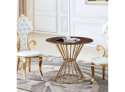 Iessdësch Kaffisdësch Wunnzëmmer Gold Luxus Design Ronnen Dësch Edelstol