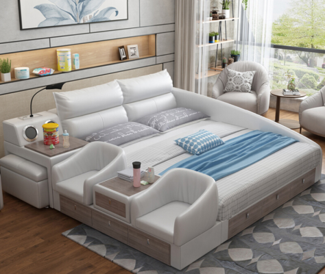 Bett multifunktionell Regal USB-Ladestation Duebel Liederbetten 180x200