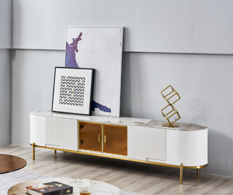 Luxus RTV Lowboard TV Ständer Sideboard Wunnzëmmer Holz Wäiss Modern