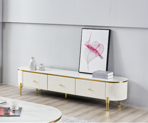 TV Ständer RTV Lowboard Wäiss Modern Wunnzëmmer Sideboard Holz Nei