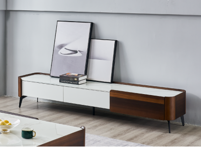 TV-Ständer RTV Lowboard Wäiss Dësch Holz Modern Wunnzëmmer Sideboard
