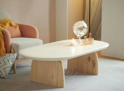 Canapé- Dësch Dësch Niewendësch Wunnzëmmer Holz Modern Luxus Beige Nei