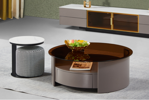 Grauer Canapé Dësch Dësch Niewendësch Kaffisdësch Luxus Design Modern