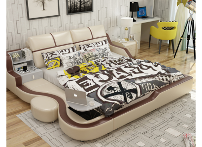 Multifunktiounsbett Luxus Design Beige Better Duebel Regal 180x200cm