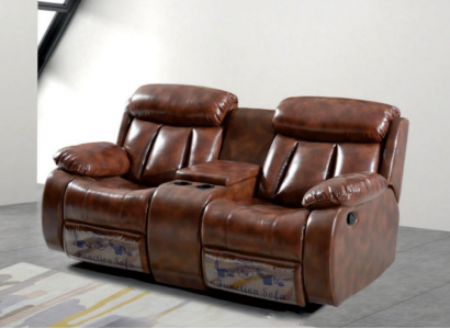 Sofa 2 Sëtzer Canapé Polster Designer Relaxfunktioun Wunnzëmmer Brong Nei
