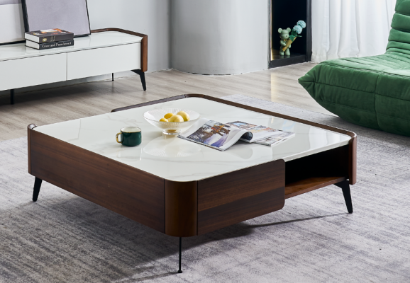 Luxus Italien Kaffi Wunnzëmmer Dësch Echt Holz Designer Dëscher Miwwelen