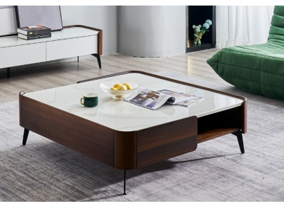 Luxus Italien Kaffi Wunnzëmmer Dësch Echt Holz Designer Dëscher Miwwelen