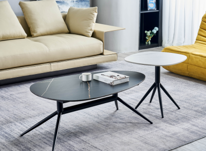 Set vu 2x Couchtischen Kaffisdëscher Säitentëscher Designer Wunnzëmmerdëscher