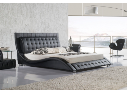 Bett Duebelbett Schwaarz Gepolstert Bett Schlofzëmmer Modern 180x200