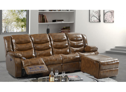 Luxus Miwwelen Canapé 4 Sëtzer Pouff Couch Design Polster Relax Wunnlandschaft