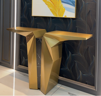 Holz Modern Miwwelen Konsolendësch Gold Dësch Stil Design Konsol Neu.