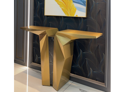 Holz Modern Miwwelen Konsolendësch Gold Dësch Stil Design Konsol Neu.