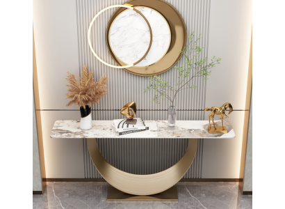 Konsolendësch Wunnzëmmer Säitentësch Modernen Design Miwwelen Holz Gold Nei