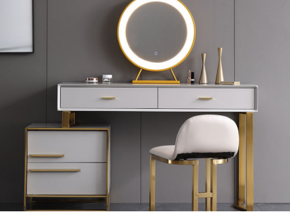 Dësch Modern Konsole Spigel Schminktisch Schlofkummer Kosmetik Dësch