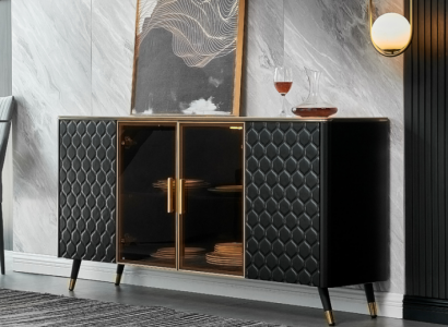 Schwaarz Kommode Sideboard Schaf Anrichte Kommoden Schief 160cm Miwwelen