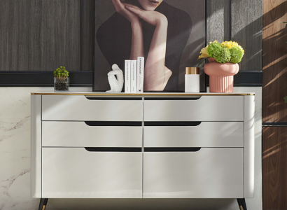 Design-Kommode Anrichte Sideboard mat Tiräng Schrack Wunnzëmmer Nei