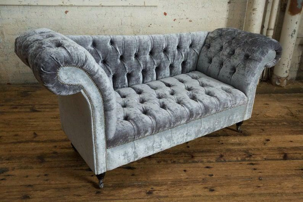 Design Chesterfield Stoff Couch Chaiselongue Polster Nei Chaiselongen Sofas