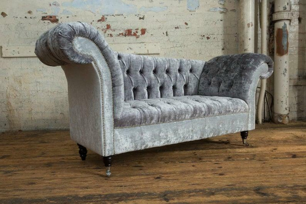 Design Chesterfield Stoff Couch Chaiselongue Polster Nei Chaiselongen Sofas