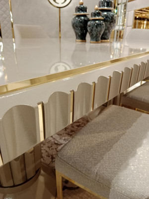 Luxus Dësch Beige Edelstol Dëscher Italienescht Design Iessdëscher Iessdësch Nei
