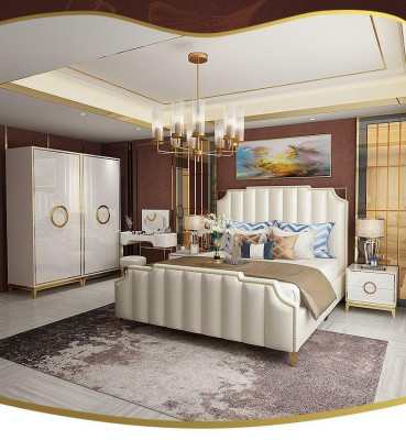 Design Duebelbett Bett Hotel Luxus Schlofzëmmer 180x200cm Lieder Better Polster.
