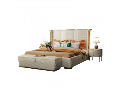Duebelbett Klassesch Bett Designer Polster Better Gestell Textil Lieder Wäiss