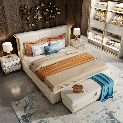 Duebelbett Klassesch Bett Designer Polster Better Gestell Textil Lieder Wäiss