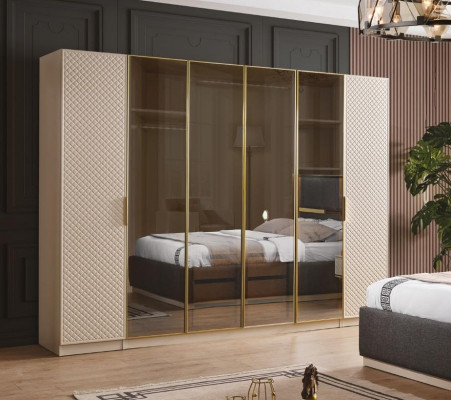 Elegante Kleederkëscht am Schlofzëmmer luxuriéis Holzmiwwelen Schief Schaf