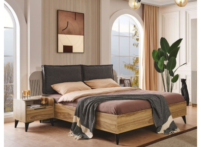 Luxus-Schlofzëmmer-Set komplett Designer Bett 2x Nuetsdëscher 3 teileg nei