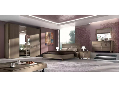 Schlofkummer Bett 2x Nuetsdësch Design 6tlg. Komplett Set brong 6tlg