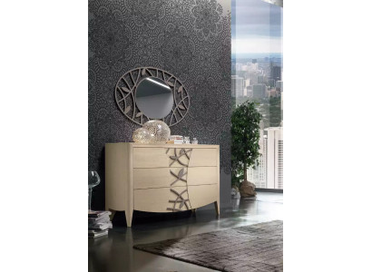 Schlofkummer Kommod Spigel Säitstéck Kommoden Holz modern Design Luxus