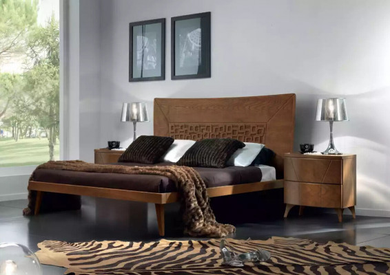 Schlofzëmmer Set Bett 2x Nuetsdëscher Design Luxus Better brong 3tlg.