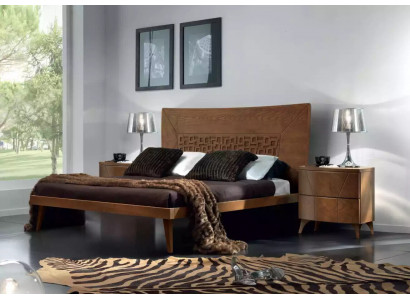 Schlofzëmmer Set Bett 2x Nuetsdëscher Design Luxus Better brong 3tlg.