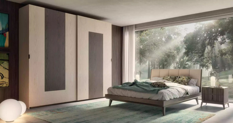 Schlofzëmmer Set Bett 2x Nuetsdëscher Design Luxus nei 3tlg Modern Better