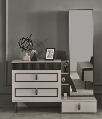 Schlofzëmmer Set 2tlg Kommode mat Spigel Modern Luxus Design Miwwelen nei