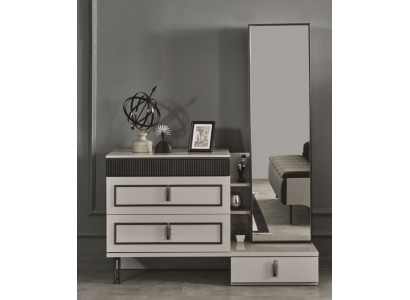 Schlofzëmmer Set 2tlg Kommode mat Spigel Modern Luxus Design Miwwelen nei