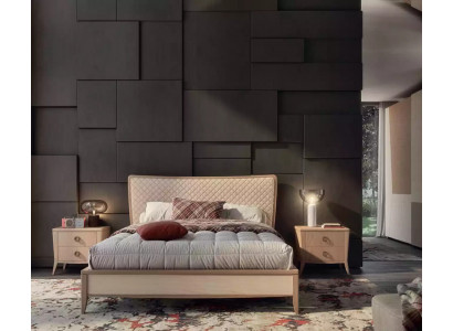 Schlofzëmmer Set Bett 2x Nuetsdëscher Design Luxus nei 3tlg Modern Holz