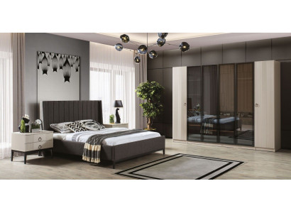 Schlofzëmmer Set Bett 2x Nuetsmiwwelen Kleederschaf modern Miwwelen 4stéckeg