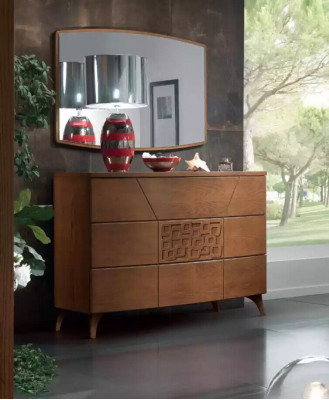 Schlofzëmmer Set Bett 2x Nuetsdëscher Kommode Design Luxus nei 5tlg.