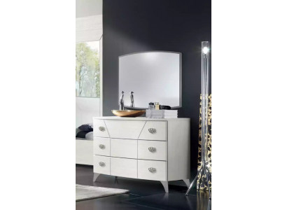 Schlofzëmmer Set Kommode Spigel Luxus Komplett wäiss Sideboard 2 Stéck