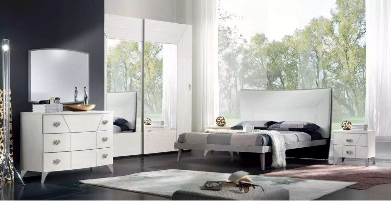 Schlofzëmmer Set Kommode Spigel Luxus Komplett wäiss Sideboard 2 Stéck