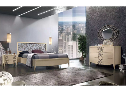 Schlofkummer Set Komplett Bett 2x Nuetsdësch Kommode 5 Deeler nei beige