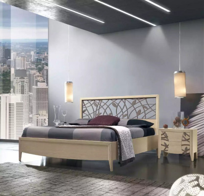 Schlofkummer Set Komplett Bett 2x Nuetsdësch Kommode 5 Deeler nei beige