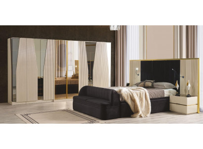Schlofzëmmer Set Komplett Zëmmer Holzbett Nuetsdëscher Miwwelen Schaf 5 Deeler.