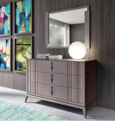 Schlofzëmmer Set Luxus Kommode Spigel Design Buffet brong 2-delig Holz