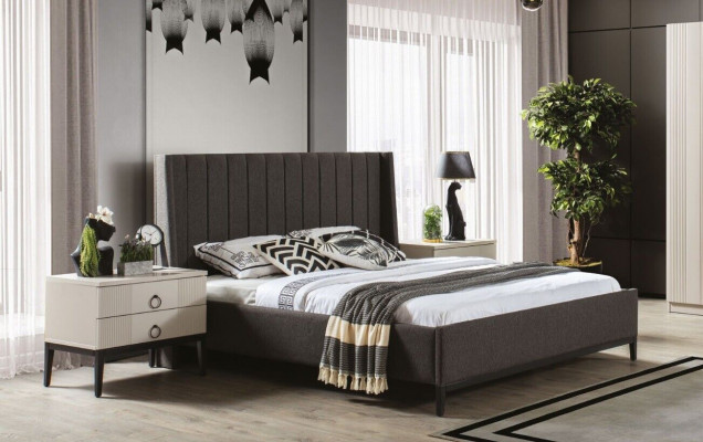 Stilvoll Schlofkummer Set Bett an 2x Nuetsdësch Luxus Miwwelen 3tlg Gro