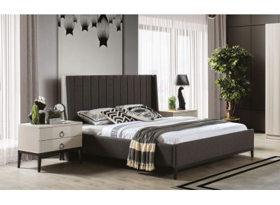 Stilvoll Schlofkummer Set Bett an 2x Nuetsdësch Luxus Miwwelen 3tlg Gro