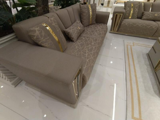 Modern Sofagarnitur 3+3+1 Plaz Sessel Textil 3-Sëtz Sofa 3tlg. Set Design Neit